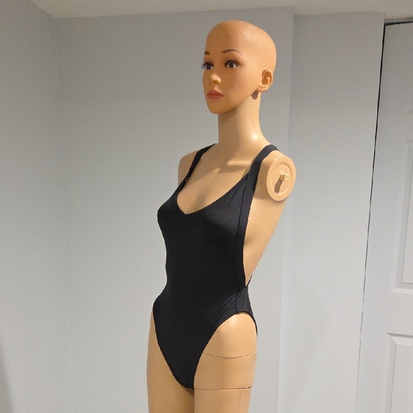 H&M Black One-Piece Swimsuit Scoop Neckline - Picture 1 of 5